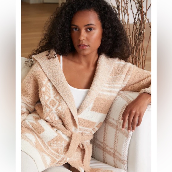 Barefoot Dreams Sweaters - NWT Barefoot Dreams Cozychic® patchwork cardigan hooded sweater soft camel-cream
